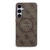 Galaxy S24 Plus Kılıf Guess Orjinal Lisanslı M-safe Şarj Özellikli PU Halkalı 4G Desenli Yazı Logolu Kapak