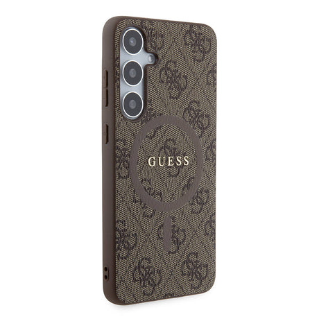 Galaxy S24 Plus Kılıf Guess Orjinal Lisanslı M-safe Şarj Özellikli PU Halkalı 4G Desenli Yazı Logolu Kapak