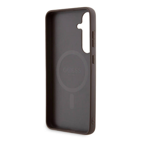 Galaxy S24 Plus Kılıf Guess Orjinal Lisanslı M-safe Şarj Özellikli PU Halkalı 4G Desenli Yazı Logolu Kapak