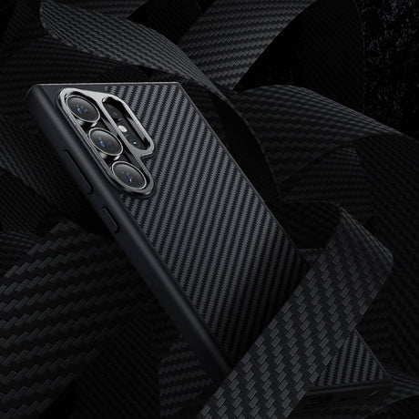 Galaxy S24 Plus Kılıf Karbon Fiber M-safe Şarj Özellikli Benks Hybrid ArmorPro 600D Kevlar Kapak