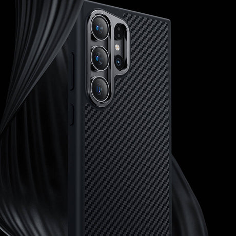 Galaxy S24 Plus Kılıf Karbon Fiber M-safe Şarj Özellikli Benks Hybrid ArmorPro 600D Kevlar Kapak