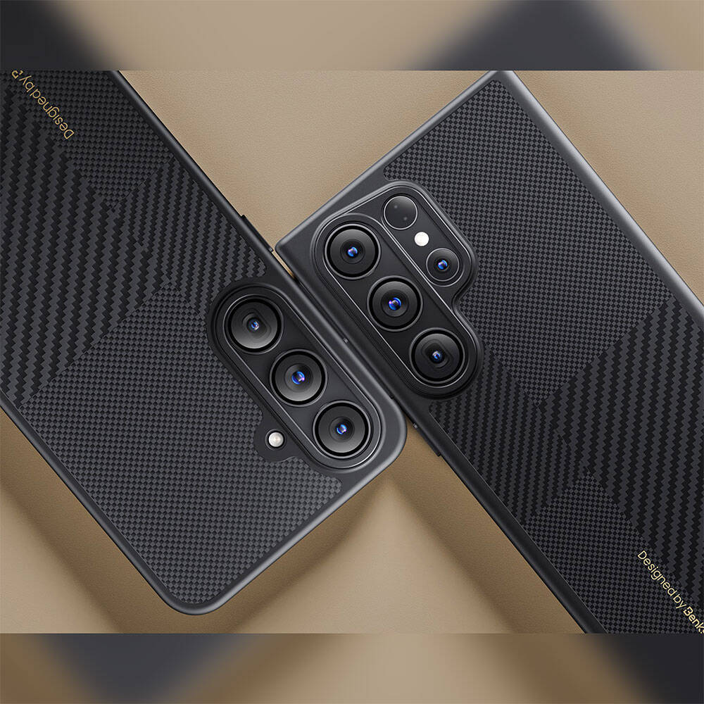 Galaxy S24 Plus Kılıf M-safe Şarj Özellikli Karbon Fiber Benks Montage Hybrid ArmorPro Kevlar Kapak
