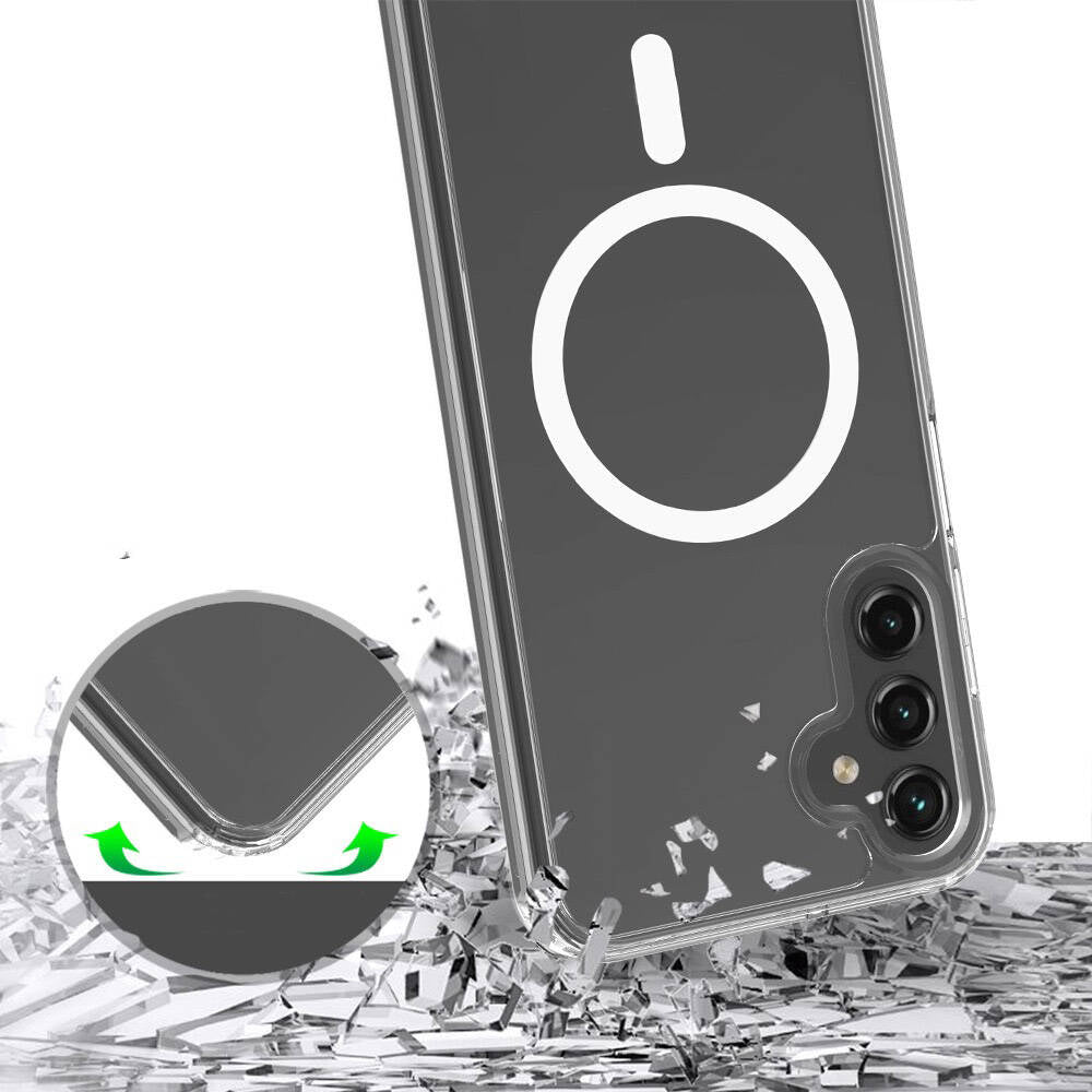 Galaxy S24 Plus Kılıf M-safe Şarj Özellikli Şeffaf Sert PC Zore Embos Kapak