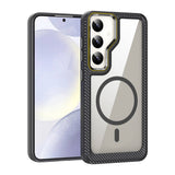 Galaxy S24 Plus Kılıf M-safe Şarj Özellikli Sert PC Karbon Fiber Kenar Tasarımlı Zore Libero Kapak