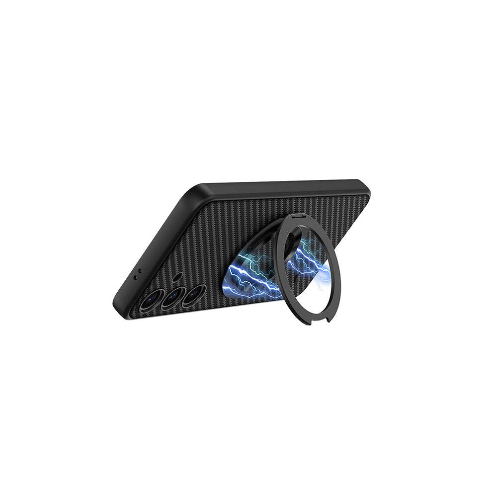 Galaxy S24 Plus Wireless Şarj Özellikli Zore Kıpta Standlı M-safe Silikon Kapak