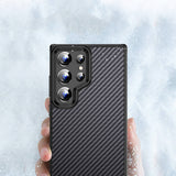 Galaxy S24 Ultra Kılıf Aramid Karbon Fiber M-safe Özellikli Wlons Radison Kapak