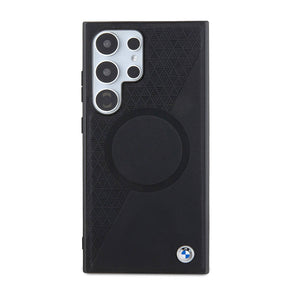 Galaxy S24 Ultra Kılıf BMW Orjinal Lisanslı M-safe Şarj Özellikli Yarım Dokulu Circle Leather Kapak