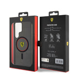 Galaxy S24 Ultra Kılıf Ferrari Orjinal Lisanslı M-safe Şarj Özellikli Füme İç Yüzey Circle Line Kapak