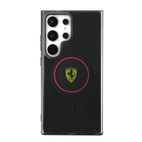 Galaxy S24 Ultra Kılıf Ferrari Orjinal Lisanslı M-safe Şarj Özellikli Füme İç Yüzey Circle Line Kapak