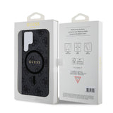 Galaxy S24 Ultra Kılıf Guess Orjinal Lisanslı M-safe Şarj Özellikli PU Halkalı 4G Desenli Yazı Logolu Kapak