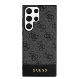 Galaxy S24 Ultra Kılıf Guess Orjinal Lisanslı PU Deri Şerit Logo Dizaynlı Kapak