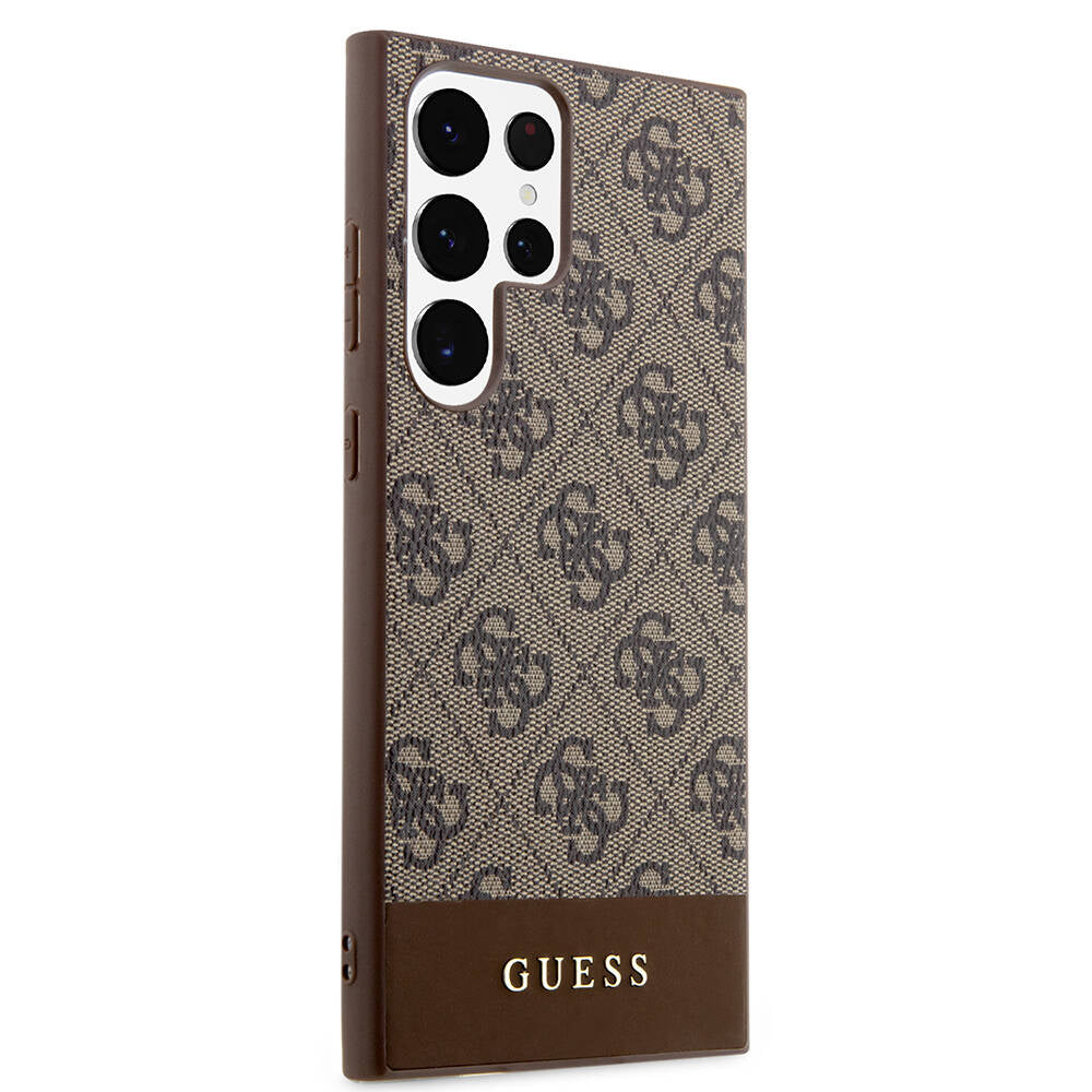 Galaxy S24 Ultra Kılıf Guess Orjinal Lisanslı PU Deri Şerit Logo Dizaynlı Kapak