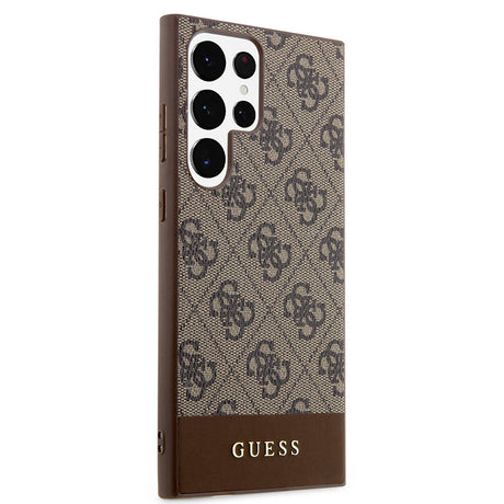 Galaxy S24 Ultra Kılıf Guess Orjinal Lisanslı PU Deri Şerit Logo Dizaynlı Kapak