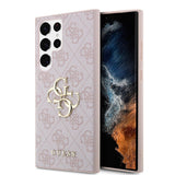 Galaxy S24 Ultra Kılıf Guess Orjinal Lisanslı PU Deri Yazı ve 4G Metal Logolu Desenli Kapak