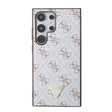 Galaxy S24 Ultra Kılıf Guess Orjinal Lisanslı PU Üçgen Logo 4G Desenli Kapak