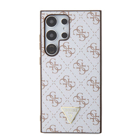 Galaxy S24 Ultra Kılıf Guess Orjinal Lisanslı PU Üçgen Logo 4G Desenli Kapak