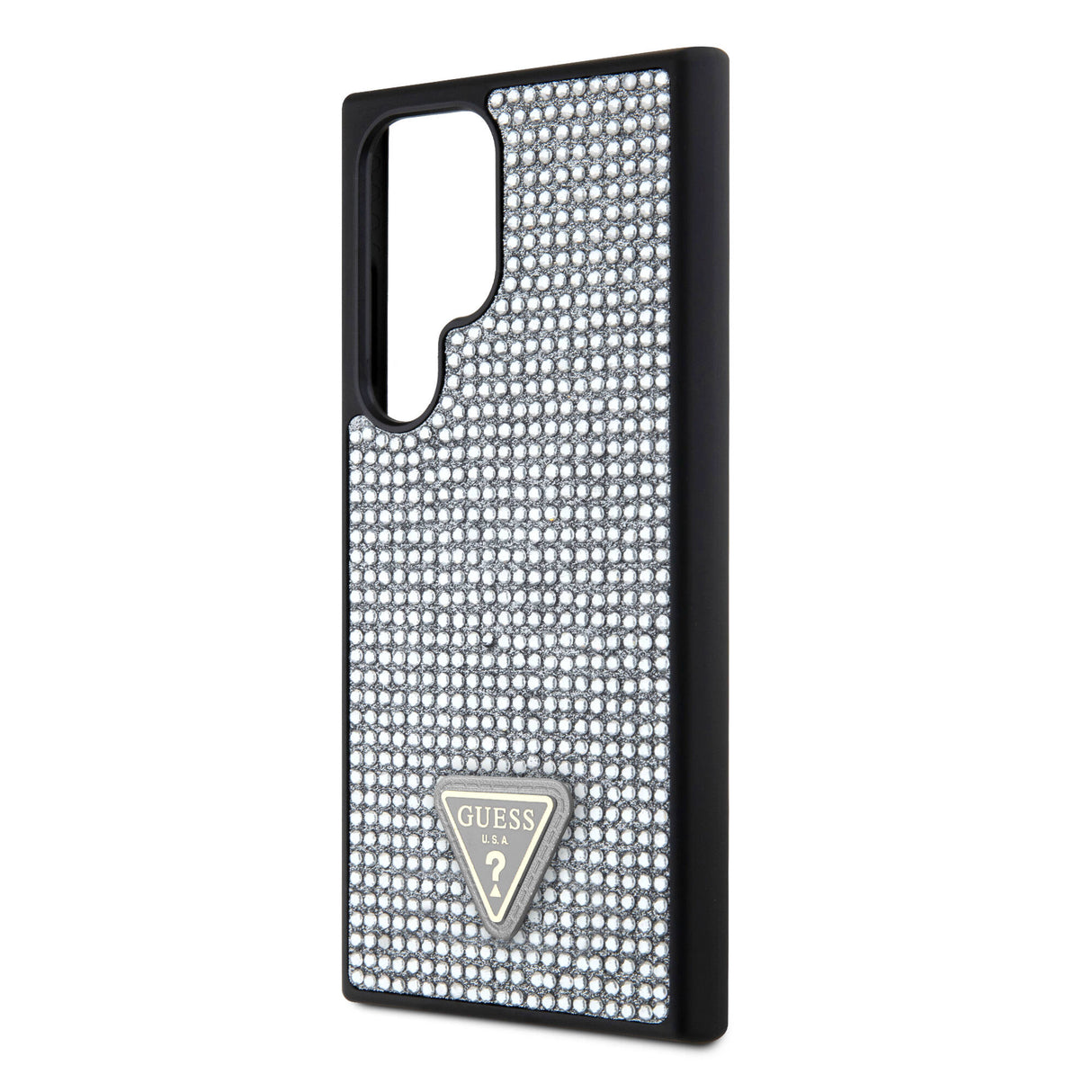 Galaxy S24 Ultra Kılıf Guess Orjinal Lisanslı Taşlı Arka Yüzey Üçgen Logolu Kapak