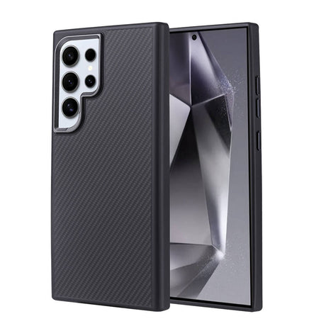 Galaxy S24 Ultra Kılıf M-safe Şarj Özellikli Karbon Fiber Görünümlü Zore Troy Kapak