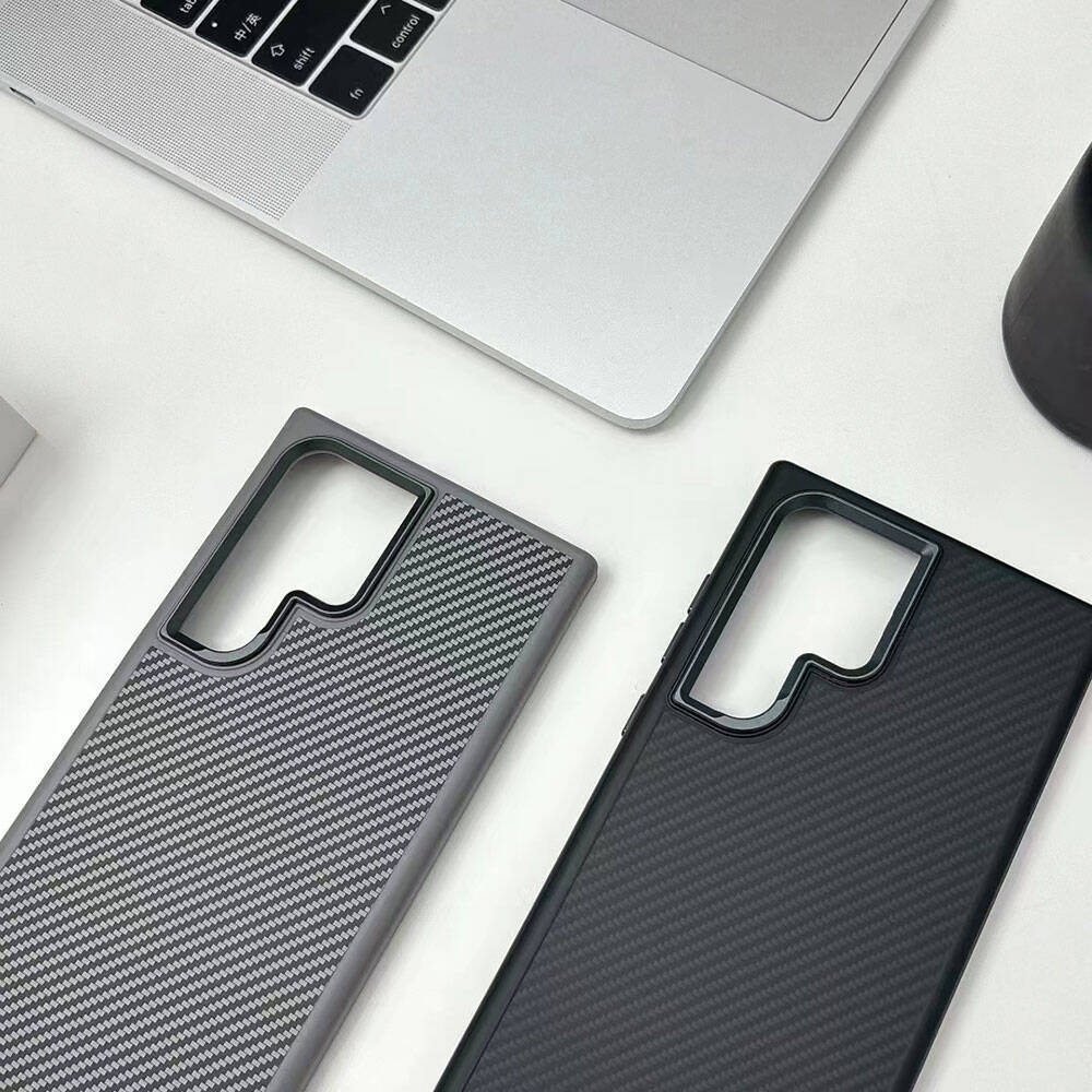 Galaxy S24 Ultra Kılıf M-safe Şarj Özellikli Karbon Fiber Görünümlü Zore Troy Kapak
