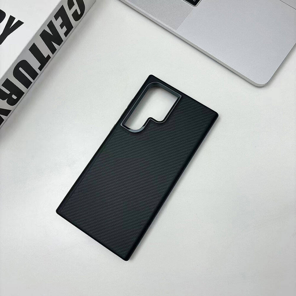 Galaxy S24 Ultra Kılıf M-safe Şarj Özellikli Karbon Fiber Görünümlü Zore Troy Kapak