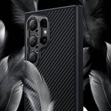 Galaxy S24 Ultra Kılıf Karbon Fiber M-safe Şarj Özellikli Benks Hybrid ArmorPro 600D Kevlar Kapak