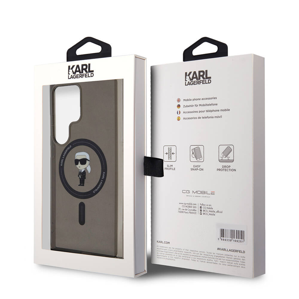 Galaxy S24 Ultra Kılıf Karl Lagerfeld Orjinal Lisanslı M-safe Şarj Özellikli Karl Head IML Baskılı Kapak
