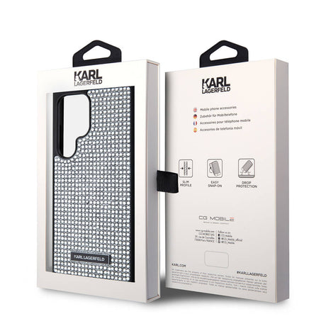 Galaxy S24 Ultra Kılıf Karl Lagerfeld Taşlı Metal Logo Orjinal Lisanslı Kapak