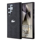 Galaxy S24 Ultra Kılıf Lacoste Orjinal Lisanslı M-safe Şarj Özellikli Çift Katmanlı Timsah Logolu Blend Monogram Kapak