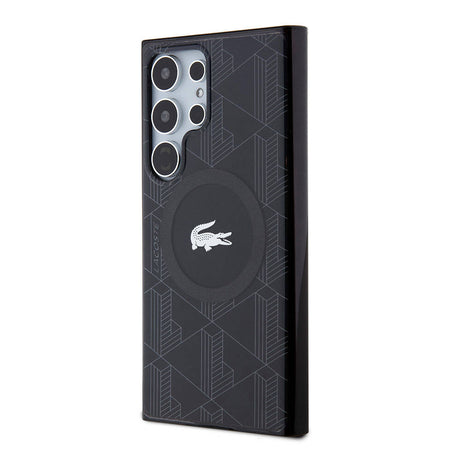 Galaxy S24 Ultra Kılıf Lacoste Orjinal Lisanslı M-safe Şarj Özellikli Çift Katmanlı Timsah Logolu Blend Monogram Kapak