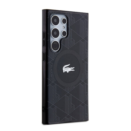 Galaxy S24 Ultra Kılıf Lacoste Orjinal Lisanslı M-safe Şarj Özellikli Çift Katmanlı Timsah Logolu Blend Monogram Kapak