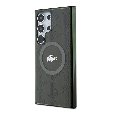 Galaxy S24 Ultra Kılıf Lacoste Orjinal Lisanslı M-safe Şarj Özellikli Çift Katmanlı Timsah Logolu Blend Monogram Kapak