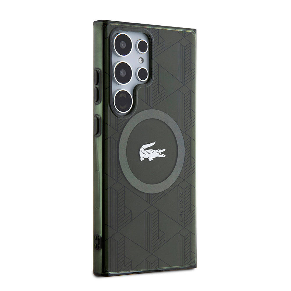 Galaxy S24 Ultra Kılıf Lacoste Orjinal Lisanslı M-safe Şarj Özellikli Çift Katmanlı Timsah Logolu Blend Monogram Kapak