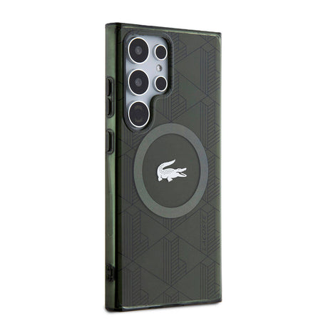 Galaxy S24 Ultra Kılıf Lacoste Orjinal Lisanslı M-safe Şarj Özellikli Çift Katmanlı Timsah Logolu Blend Monogram Kapak