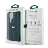 Galaxy S24 Ultra Kılıf Lacoste Orjinal Lisanslı M-safe Şarj Özellikli Çift Katmanlı Timsah Logolu Blend Monogram Kapak