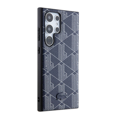 Galaxy S24 Ultra Kılıf Lacoste Orjinal Lisanslı M-safe Şarj Özellikli PU Deri Görünümlü Karışık Monogram Desenli Kapak