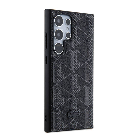 Galaxy S24 Ultra Kılıf Lacoste Orjinal Lisanslı M-safe Şarj Özellikli PU Deri Görünümlü Karışık Monogram Desenli Kapak