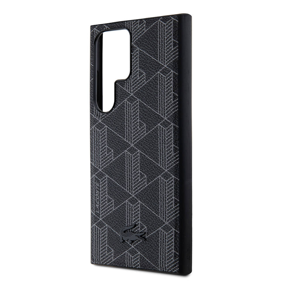 Galaxy S24 Ultra Kılıf Lacoste Orjinal Lisanslı M-safe Şarj Özellikli PU Deri Görünümlü Karışık Monogram Desenli Kapak