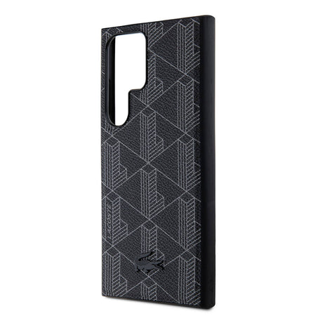 Galaxy S24 Ultra Kılıf Lacoste Orjinal Lisanslı M-safe Şarj Özellikli PU Deri Görünümlü Karışık Monogram Desenli Kapak