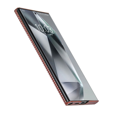 Galaxy S24 Ultra Kılıf M-safe Şarj Özellikli 1500D Aramid Fiber Pitaka Ultra-Slim Classic Serisi Bonfire Kapak