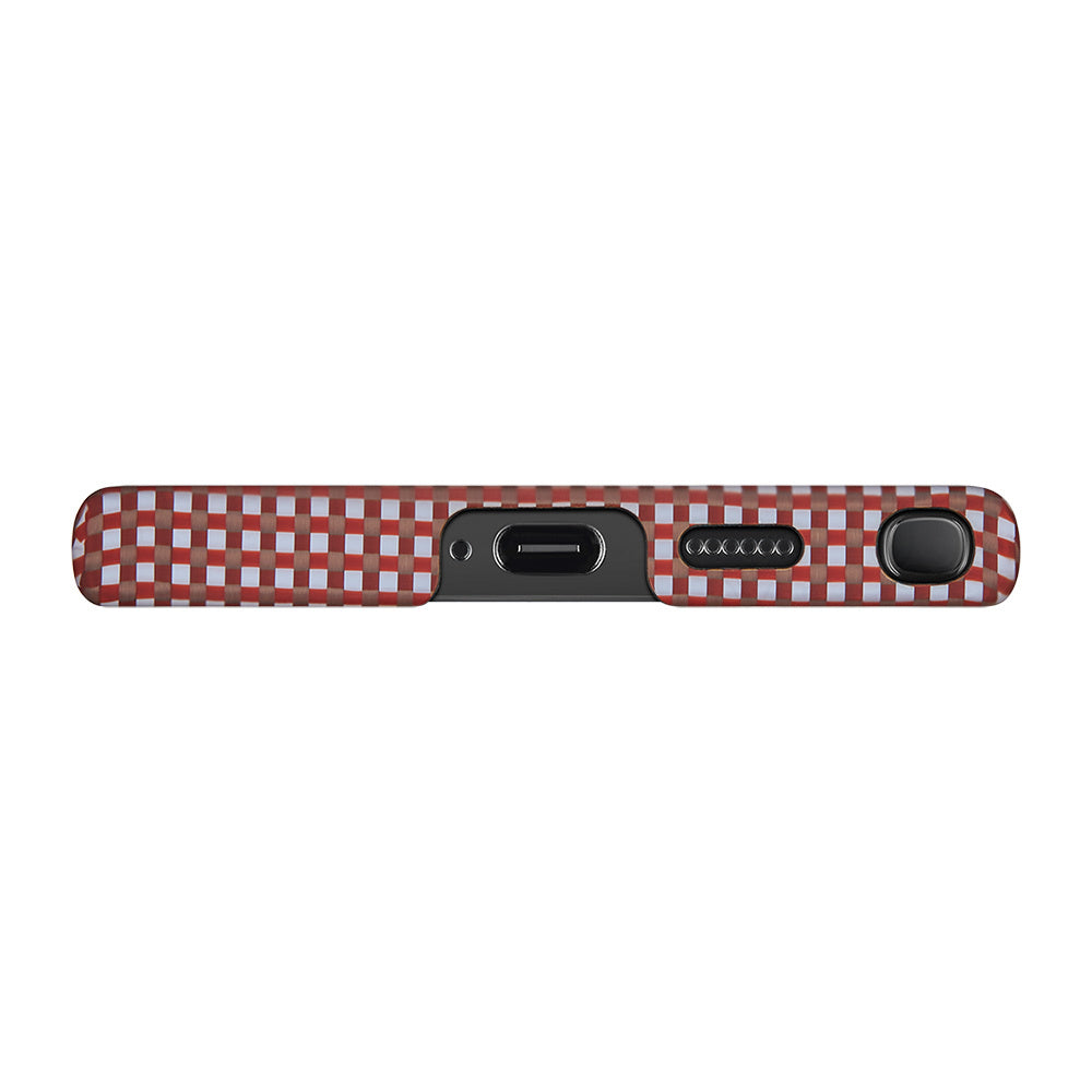 Galaxy S24 Ultra Kılıf M-safe Şarj Özellikli 1500D Aramid Fiber Pitaka Ultra-Slim Classic Serisi Bonfire Kapak