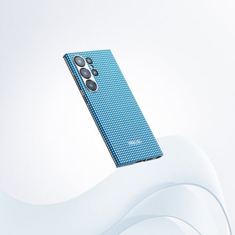 Galaxy S24 Ultra Kılıf M-safe Şarj Özellikli 1500D Aramid Fiber Pitaka Ultra-Slim Classic Serisi Ice Sea Kapak