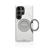 Galaxy S24 Ultra Kılıf M-safe Şarj Özellikli 360° Standlı Basit Mat Deri Desenli Youngkit Tech Leather Serisi Kapak