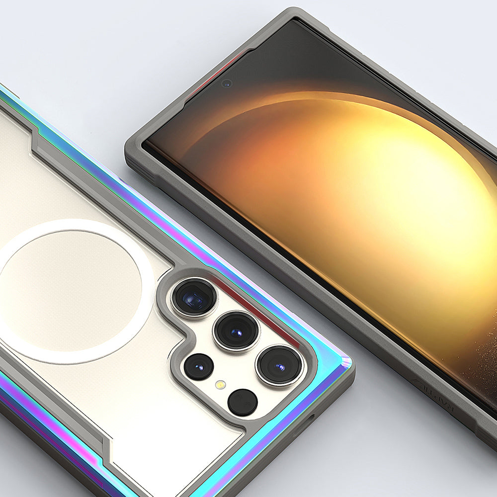 Galaxy S24 Ultra Kılıf M-safe Şarj Özellikli Airbagli Raptic Shield Serisi Şeffaf Arka Yüzey Kapak