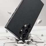 Galaxy S24 Ultra Kılıf M-safe Şarj Özellikli Aramid Fiber 3 Fonksiyon Butonlu Pitaka PinButton Serisi Kapak