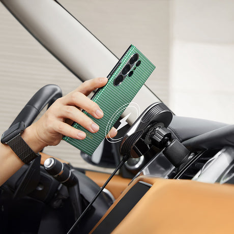Galaxy S24 Ultra Kılıf M-safe Şarj Özellikli 1500D Aramid Fiber Pitaka Ultra-Slim Classic Serisi Aomori Kapak