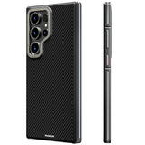 Galaxy S24 Ultra Kılıf M-safe Şarj Özellikli Aramid Fiber Tasarımlı Youngkit 600D Kevlar Serisi Kapak