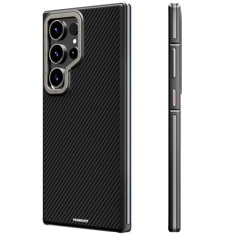 Galaxy S24 Ultra Kılıf M-safe Şarj Özellikli Aramid Fiber Tasarımlı Youngkit 600D Kevlar Serisi Kapak