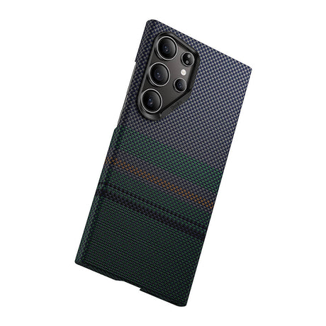 Galaxy S24 Ultra Kılıf M-safe Şarj Özellikli Karbon Fiber Tasarımlı Benks Aurora ArmorAir Kevlar Kapak