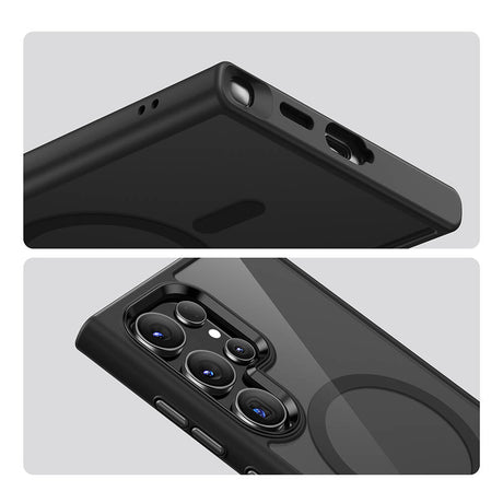 Galaxy S24 Ultra Kılıf M-safe Şarj Özellikli Şeffaf Arka Yüzey Benks MagClap TPU Çerçeve Kapak