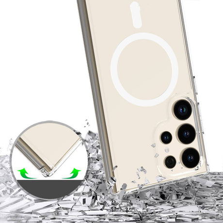 Galaxy S24 Ultra Kılıf M-safe Şarj Özellikli Şeffaf Sert PC Zore Embos Kapak